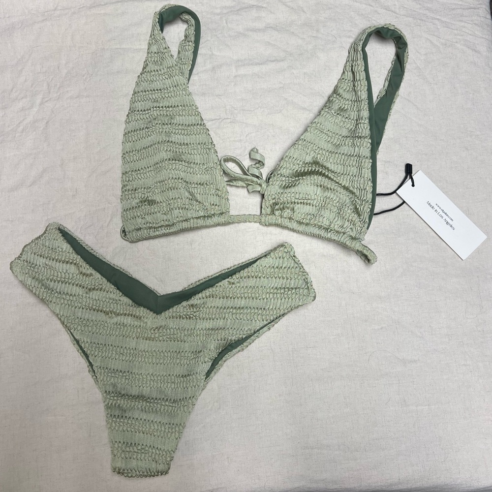 Elysian sage green, textured bikini